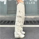 thumbnail image 4 of Pantalones cargo anchos para mujer: estilo urbano, cordón en la parte inferior, diseño con múltiples bolsillos, ajuste holgado, tallas S-XXXL., 4 of 8