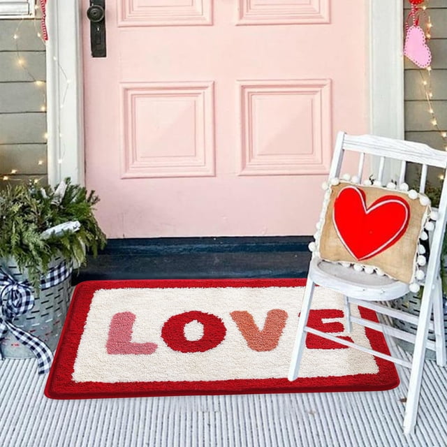 Valentine's Day Entry Door Mat Non Slip Bathroom Kitchen Floor Rug Holiday Decor