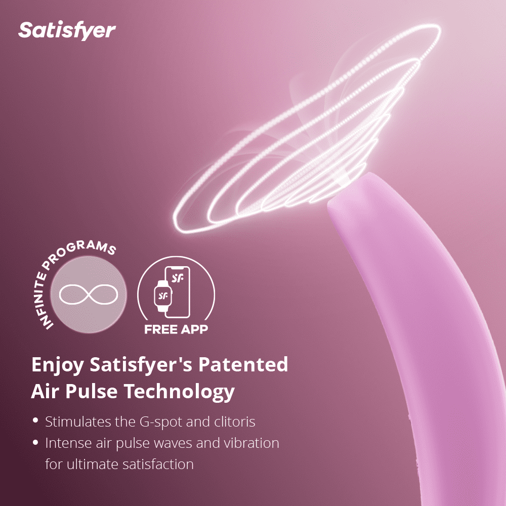 Satisfyer Curvy 3+ Air-Pulse Clitoris Stimulating Vibrator with App Control - Clitoral Sucking Pressure-Wave Technology & Vibration, Compatible with Satisfyer App, Waterproof, Rechargeable (Pink)