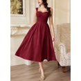 thumbnail image 5 of Burgundy Fit & Flare Midi Dress With Sweetheart Neckline And Corset Bodice, 5 of 7