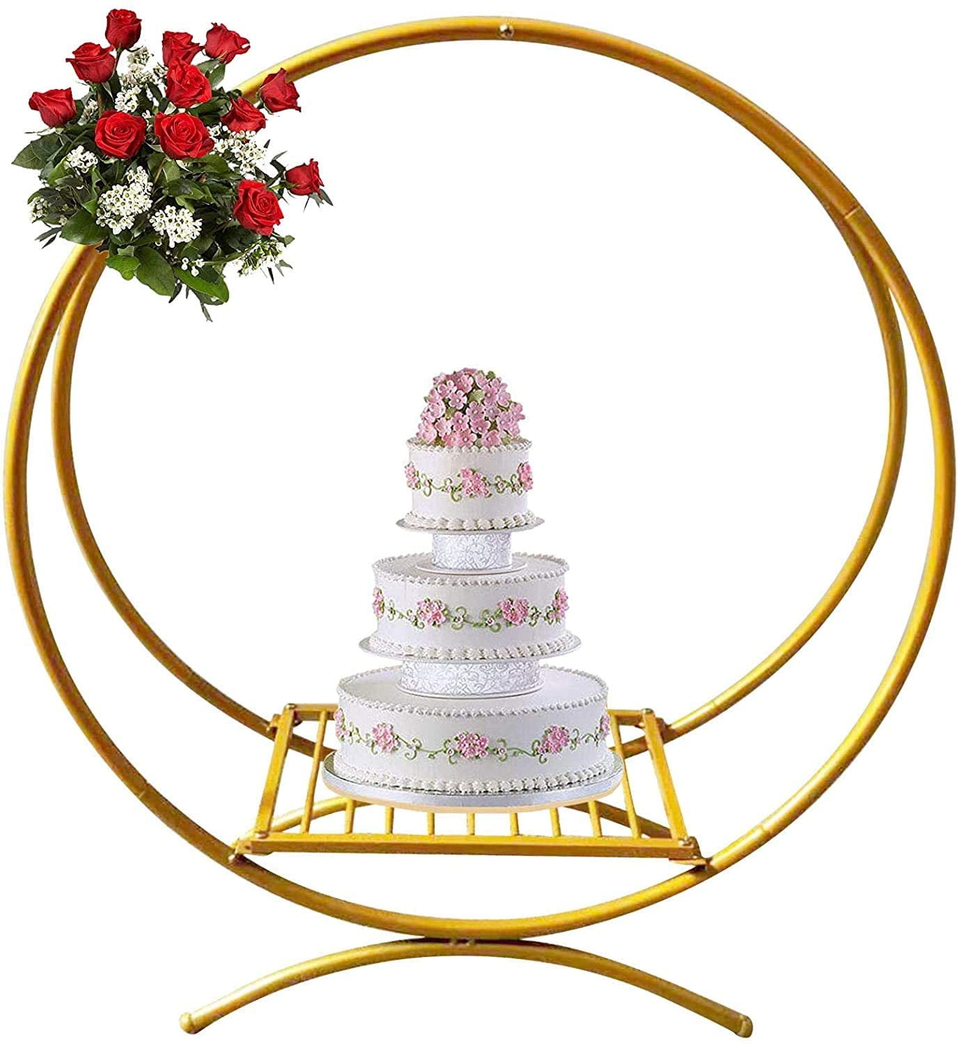 DENEST Cake Stands Gold Round Arch Wedding Background Holder, Metal
