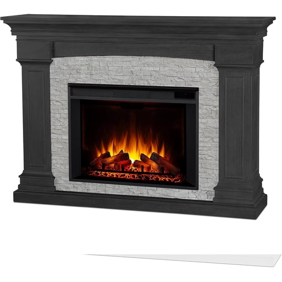 Real Flame Deland 63" Grand Electric Fireplace in Gray Stone