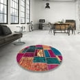 thumbnail image 3 of Ahgly Company Indoor Square Abstract Bright Maroon Red Patchwork Area Rugs, 7' Square, 3 of 6