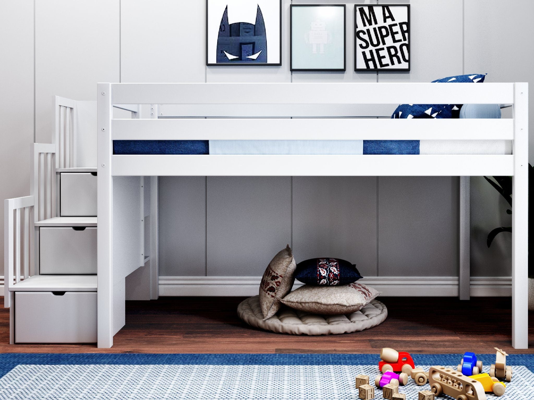 Jackpot contemporary low loft bed online