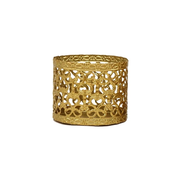 CuiLiyq Golden Iron Desktop Candle Holders, 1 Pcs Small Hollow Design Vintage Metal Candlestick Holders for Wedding Table Centerpiece and Home Decoration (3.14 Inch, Style-A)