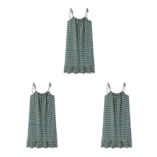 Camisón estampado de algodón Qarigey vestido de noche cuello suelto sin mangas