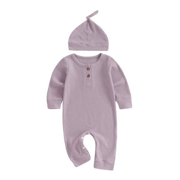 Bagilaanoe Newborn Baby Girl Boys Fall Jumpsuit Long Sleeve Bodysuit   Hat 3M 6M 9M 12M 18M 24M Infant Fall One Piece Romper