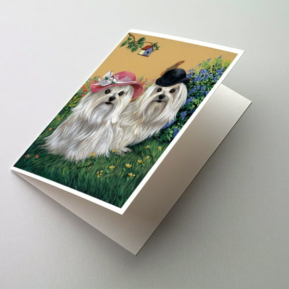 Caroline's Treasures Maltese Mr & Mrs Greeting Cards with Envelopes, 5" x 7" (8 Count)