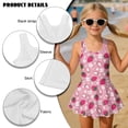 thumbnail image 5 of Uorisanigo Girls One Piece Swimsuits Sleeveless Size 5-6 Modest Beach Swimwear Polyester and Spandex Fabric Skirted Bathing Suit Summer Beach Vacation, Pink Strawberry, 5 of 6