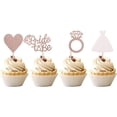 thumbnail image 1 of 12/24 piezas de adornos para cupcakes con forma de anillo de diamantes para futura novia, decoraciones para tartas de boda, despedida de soltera, suministros para despedida de soltera en oro rosa, 1 of 6