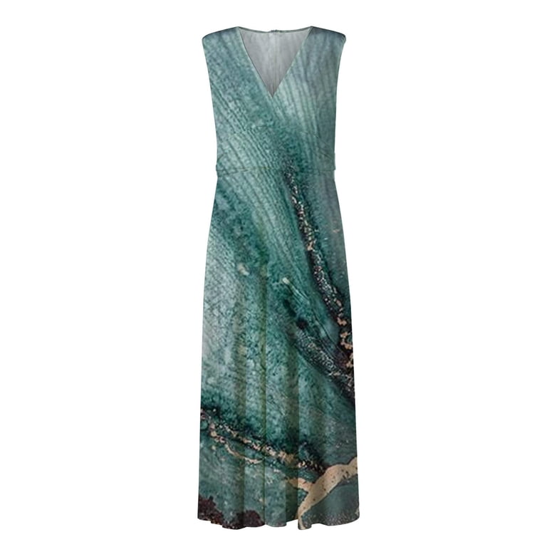 Rollbacks & More GaThRRgYP Packable Crew Neck Dress-Carry-On Friendly  Travel,Women's Spring/Summer Sleeveless Color V-Neck Wrapped Chest Dress  Long Dress - Walmart.com