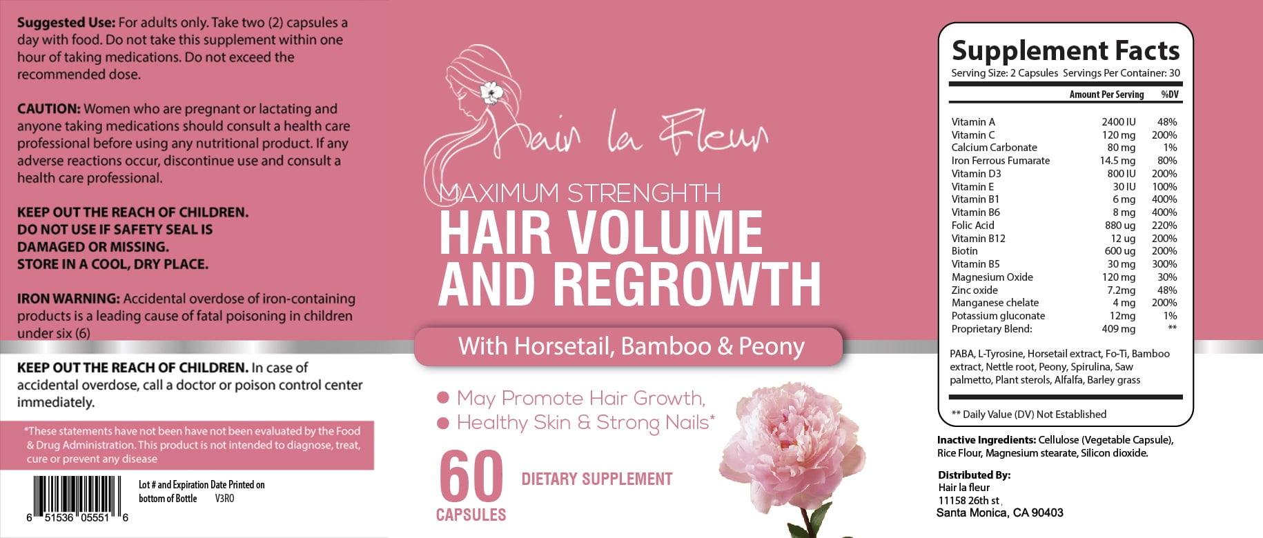 Success Chemistry Hair La Fluer Biotin Hair Growth Supplement - 2 Pack - Natural Vitamins for Thicker Unisex Adult Dietary Supplement