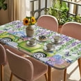thumbnail image 3 of Blue Purple Floral Table Cloths for 3 Foot Rectangle Tables, Spring Hydrangea Flower Truck Green Plaid Patio Waterproof Elastic Fitted Tablecloths, Washable Rectangular Table Cover for Camping, 3 of 8