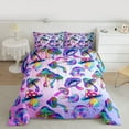 thumbnail image 2 of Feelyou Teens Funny Mushroom Full Size Comforter Sets, MagicJungle Plant Bedding Comforter Set, Splatter Watercolor Botanical Reversible Bedding Sets, Microfiber Bedroom Decor, 3-Piece, 2 of 8