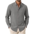 thumbnail image 2 of Men's Pinstripe Button down Shirt with Pocket - Long Sleeve Lapel Collar Top, Retro Button for Smart Casual Work and Weekend Outings, 2 of 6