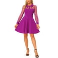 thumbnail image 2 of INSPIRE CHIC Robe de Soirée Rétro à Col Plat en Maille Manches Lanterne Évasées Violette m, 2 of 5