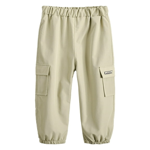 Ketyyh-chn99 Baby Long Pants Kids Summer Shorts Waist Wide Leg Pants Trousers with Pockets 18-24 Months,Khaki