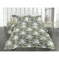 thumbnail image 2 of Ambesonne Nature Quilted Coverlet 2 Pcs, Vintage Botany Composition, Twin Size, Khaki and Fern Green, 2 of 4