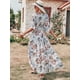 thumbnail image 5 of Vestido ANRABESS largo floral blanco con escote en V cruzado, talla mediana, 5 of 5