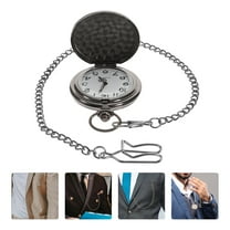Pretyzoom Pocket Watch for Men Vintage Black Metal Portable Carrying 1Pcs Valentine's Day