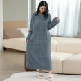 thumbnail image 2 of Long Sleeve Robe for Women Fuzzy Loungewear Oversized Hooded Women's Robes Bath Womens Bathrobe Blue, 2 of 4