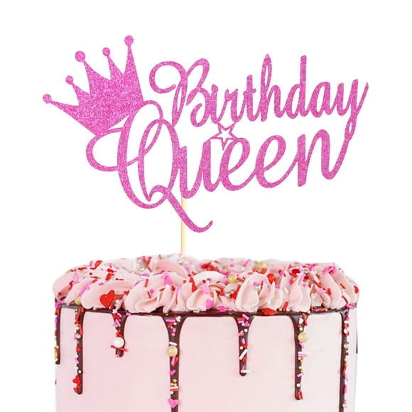 Adorno para tartas con diseño de reina Arthsdite, decoración para fiesta de cumpleaños, color rosa