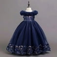 thumbnail image 5 of JAJAHO Girls Sequin Dresses Sparkly Tulle Birthday Princess Party Dress Fuzzy Trim Maxi Ball Gown Flower Girl Dress For Wedding Party Prom 3-12Y, 5 of 9
