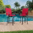thumbnail image 3 of 3-Piece Outdoor Bar Set, Swivel Textilene Bar Stools with Glass-Top Table, Patio Bistro Set for Balcony, Backyard & Poolside, 3 of 5