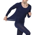 thumbnail image 1 of Guardurnaity Ropa interior térmica elástica de manga larga de cuello para invierno, ropa interior para dormir en casa y oficina, Tops cálidos, Ropa interior Azul oscuro, 1 of 6