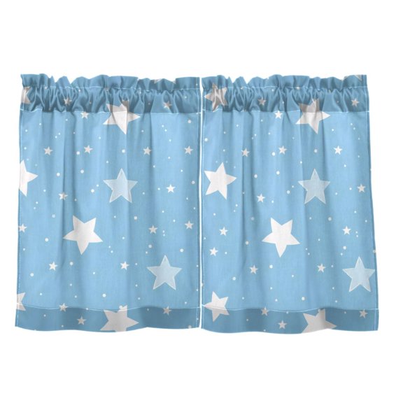 Lovely Star Pattern Tier Curtain Set of 2 Kitchen Curtains 27x24 Inch Privacy Semi Sheer