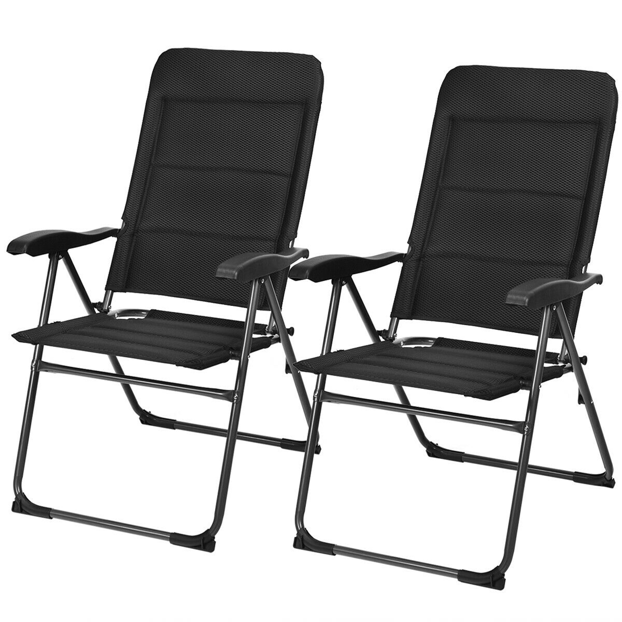 Gymax 2PCS Patio Folding Chairs Back Adjustable Reclining Padded Garden Furniture - image 5 of 10