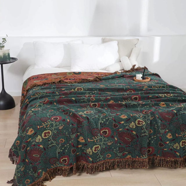 Couverture Jacquard Fine à Franges d'Été, Serviette Pure, Couverture de Climatisation, Couverture de Sieste, Couverture Chaude et Moelleuse, Couverture Tutoriale, Couverture la Plus Douce, Taille Jeté pour Lit, Grande Couverture Douce