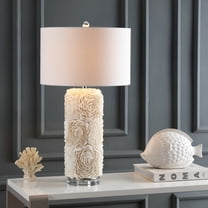 JONATHAN Y Rosette 28.5" Seashell/Resin/Crystal LED Table Lamp, Cream, JYL1006A