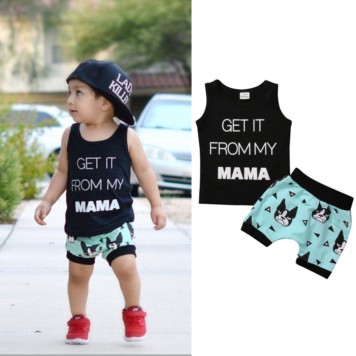 Infant Toddler Baby Boy Summer Outfit Short Sleeve Vest Tank Tops with Shorts Pants Set 2Pcs Clothes Set 