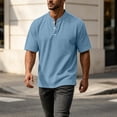 thumbnail image 6 of VEXRO Waffle Henley Tee Tops for Men Classic Fit Short Sleeve Knit Button Shirts for Casual & Daily, 6 of 7