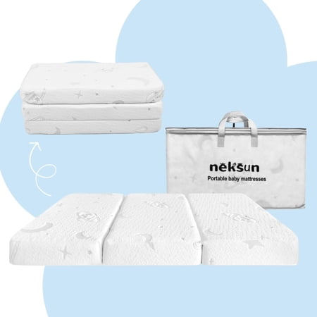 Trifold Pack and Play Mattress, 38x26 High Density Memory Foam Baby Mattress for Pack N Play, Travel Pack n Play Mattresses Pad for Baby Toddlers, Portable & Washable