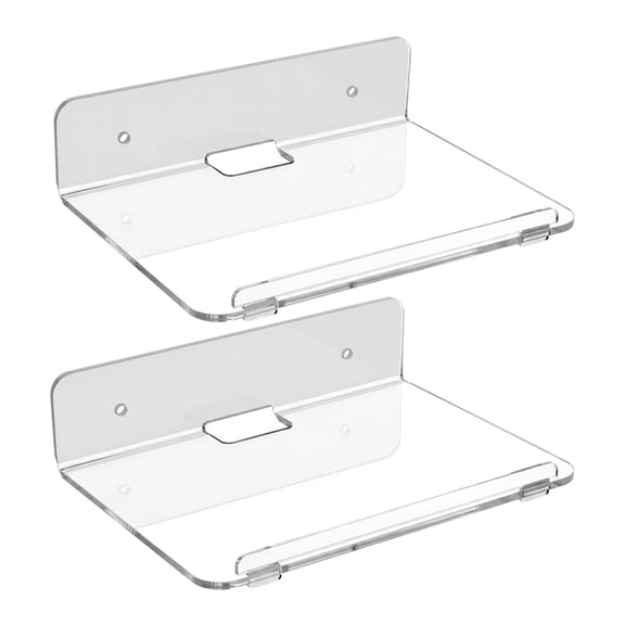 2 Pack Clear Acrylic Wall Mount Shelf, Floating Storage Shelves for Bathroom Bedroom Kitchen