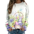 thumbnail image 1 of WEAIXIMIUNG Chandail en Molleton pour Femmes Col Rond Imprimé de Pâques Col Rond Pull Manches Longues Blouse Ample, 1 of 7