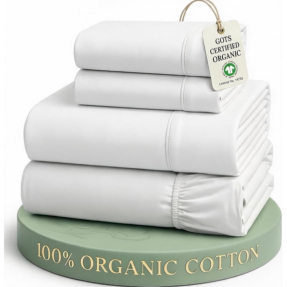 Queen Sheet Set 100% Organic Cotton Percale White