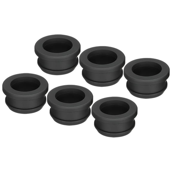 Uxcell 6Pcs Snap Rubber Grommet Plug Mount Dia 23mm ID 18.5mm Seal Anti-Scratch Electrical Box Cable Pipe Black