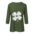 thumbnail image 4 of felwors Saint Patricks Day for Women Lucky Shamrock 3/4 Sleeve Shirt Funny Irish Graphic Tee Spring Party Tops (Army Green, S), 4 of 8
