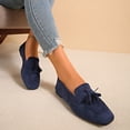 thumbnail image 4 of Suede Loafers Sneakers for Women Memory Foam Tassel Slip on Shoes Lightweight Non Slip Fashion Dress Footwear Blue Size 6, 4 of 6