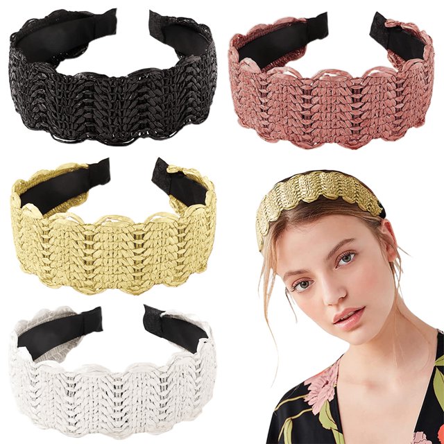 Laklulu Diademas Diademas para Mujer - Diademas de Hierba de Verano de ratán Diademas Tejidas de Rafia Anchas Preciosas para niñas Diademas para el Cabello de ratán para el Cabello de Mujer