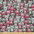 thumbnail image 2 of Ambesonne Cat Fabric by the Yard Microfiber, Kawaii Doodle Humor, 1 Yard, Pink Tan Lilac, 2 of 2