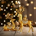 thumbnail image 2 of 2 Pack Resin Christmas Reindeer Figurines Deer Statues Elk Sculpture Deer Ornaments for Living Figurine Statues TV Cabinet Home Office Wine Cabinet Decoration (Gold), 2 of 6