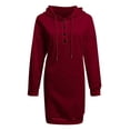 thumbnail image 4 of BadyminCSL Autumn and Winter Long Sleeve Dress for Women Hooded Solid Casual Dress, 4 of 5