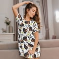 thumbnail image 3 of Fotbe Rottweiler Bata de Dormir para Mujer con Estampado, Camisón de Algodón de Manga Corta, Ropa de Dormir Casual, 3 of 6