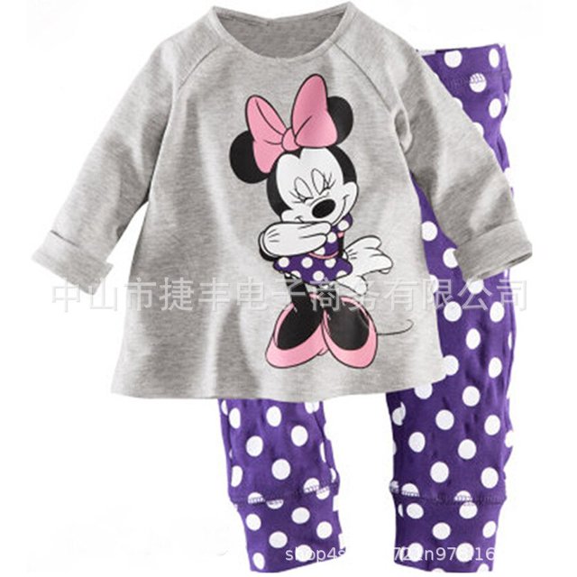 Conjuntos de pijamas de Minnie de Disney, ropa de dormir con estampado de dibujos animados, ropa de dormir para niños, pijamas para bebés, ropa para niñas pequeñas, 6T (120CM) Gao Jinjia LED