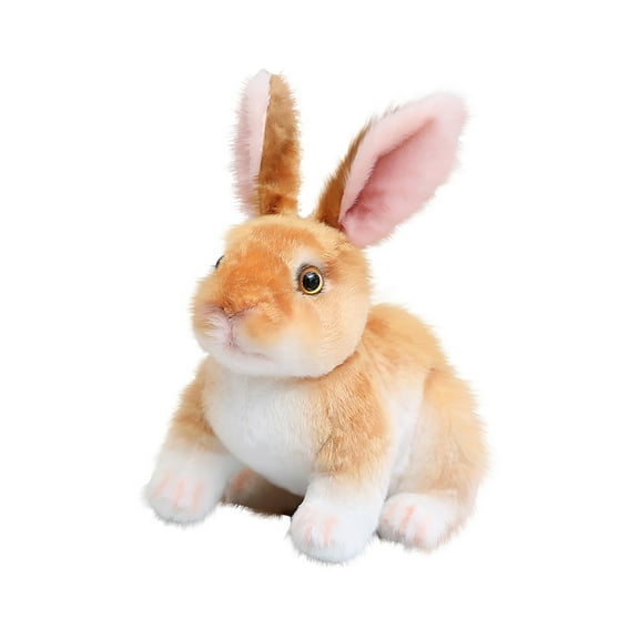 Realistic Standing Ear Rabbit Plush, 16 Inch Tall Sitting and 8 Inch Crouching Animal Figurine, Lifelike Woodland Decor for Home and Office