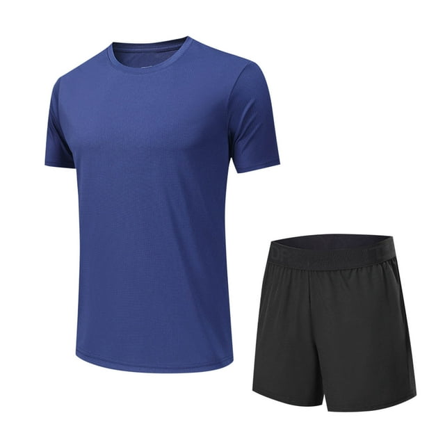 Dagugfen Ensembles d'Entraînement pour Hommes T-Shirts à Manches Courtes à Col Rond et Shorts Noirs Course Entraînement Tenues Sport Athlétiques